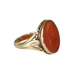 Antique Ring with Carved Carnelian Set in Yellow Gold