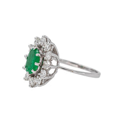 Bague Pompadour Or blanc Emeraude