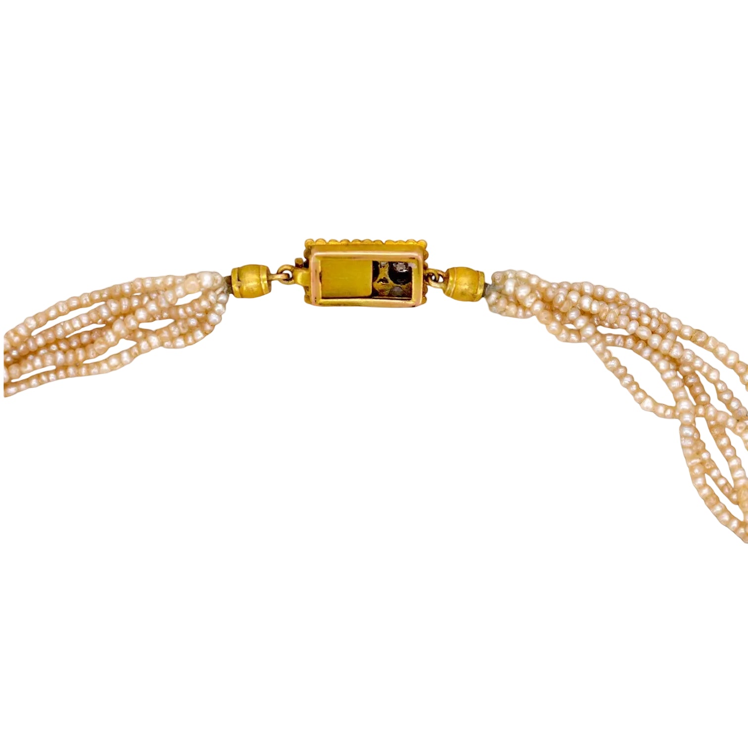 Yellow gold Necklace with Pearls and Diamonds