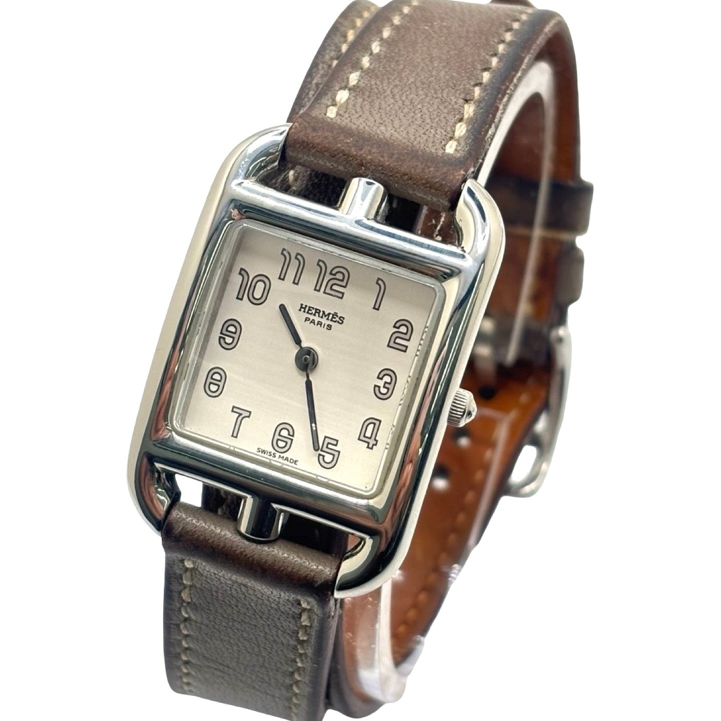 HERMÈS "Cape Cod" PM Watch in Steel and Leather