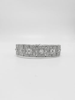 ART DECO ARTICULATED BRACELET WITH PALTINE AND DIAMONDS, APPROX. 12.50 CTS (SIZE 18)
