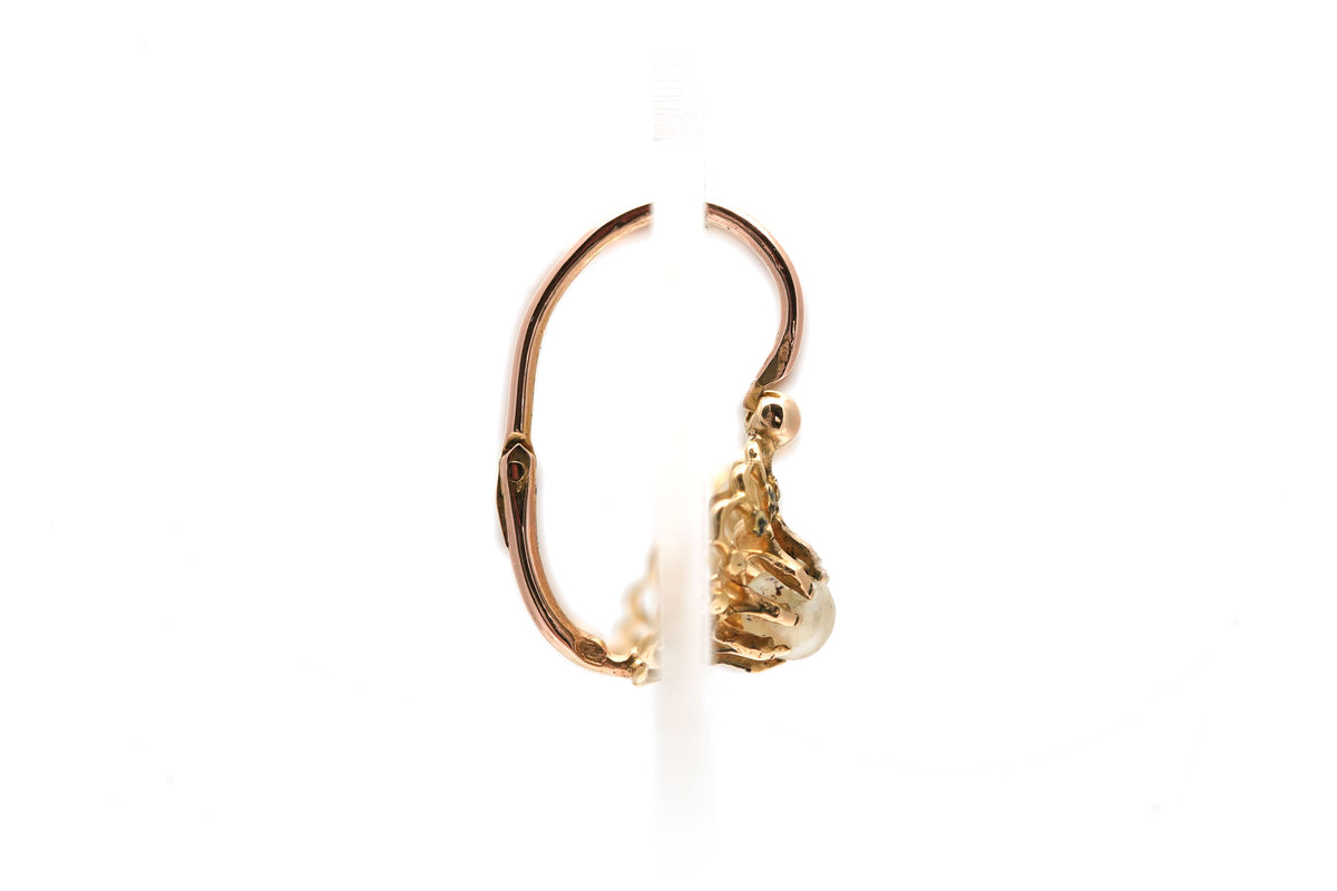 Boucles d'oreilles Dormeuses en or jaune et perles