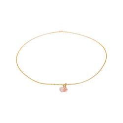 Yellow Gold Necklace with Rose Quartz
