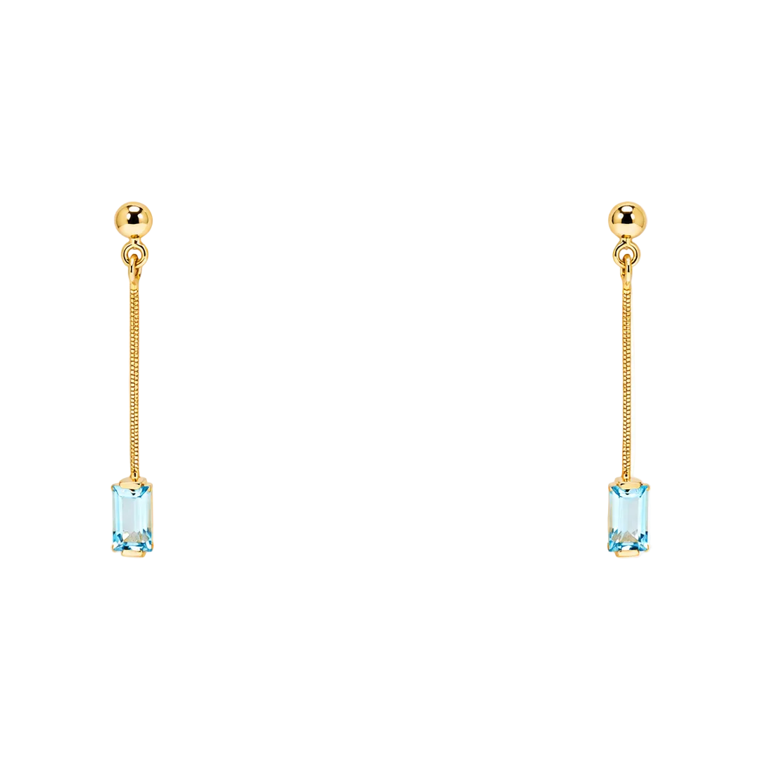 Yellow Gold Drop Earrings with Topaz
