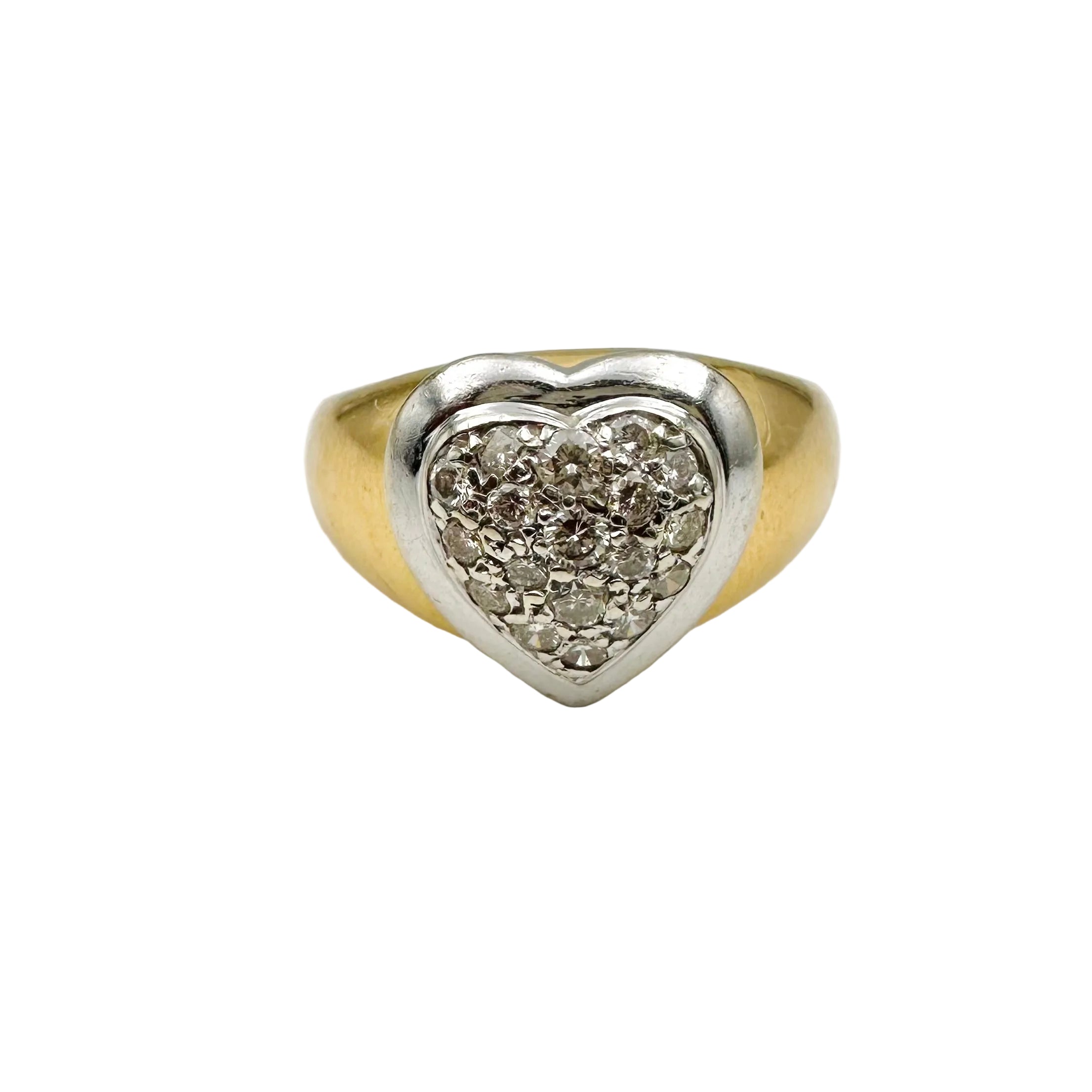 Ring Heart in yellow gold, white gold and diamonds.