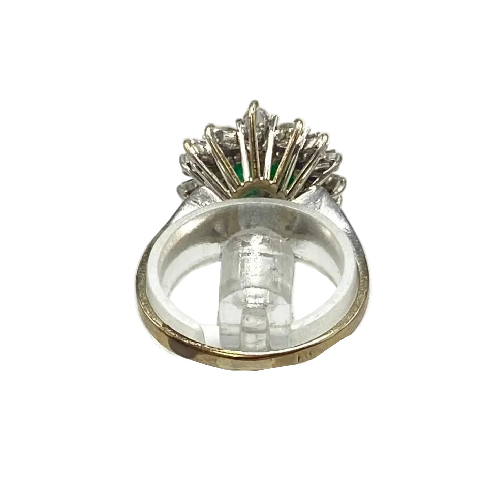 "Entourage" Ring in White Gold, Emeralds, and Diamonds