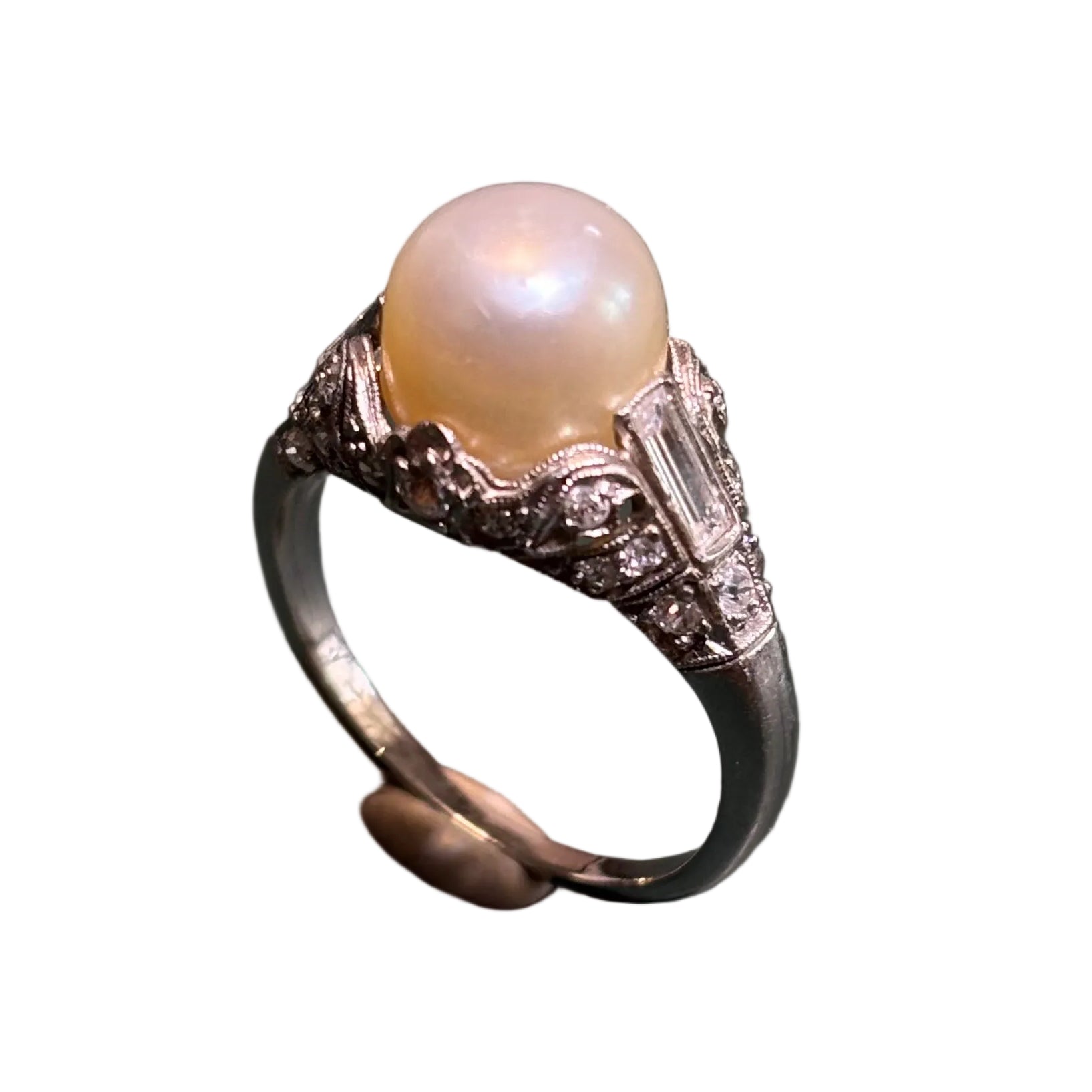 Platinum, Pearl and Diamond Ring