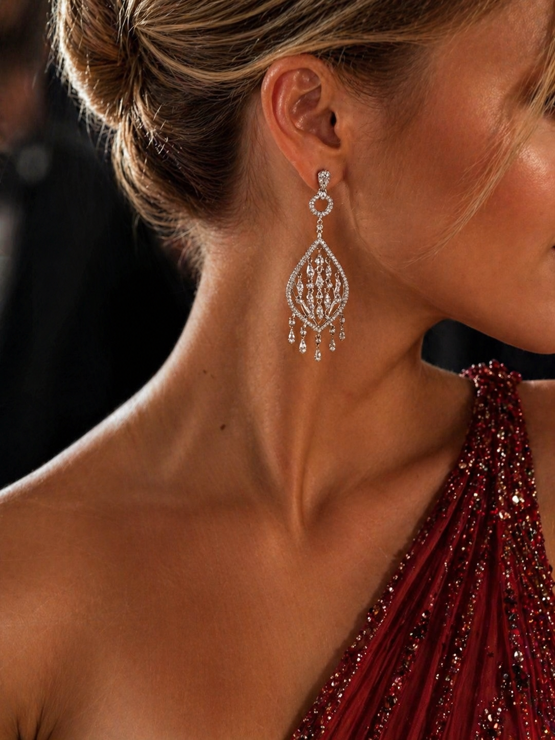 Boucles d'oreilles Pendantes en or blanc et diamants