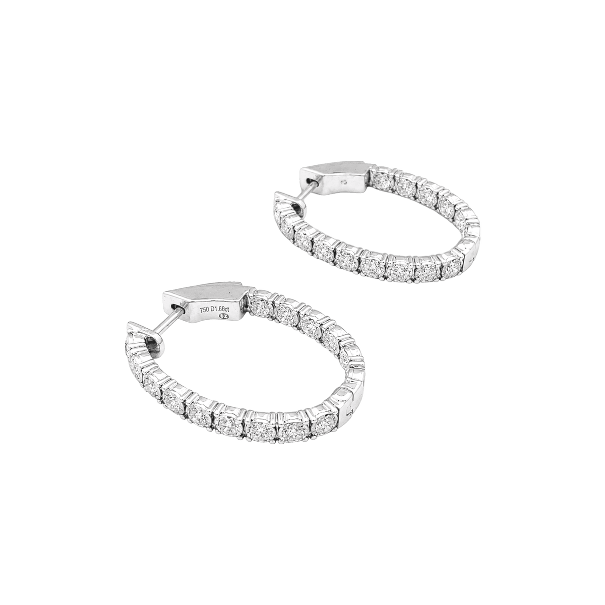 Boucles d'oreilles Créoles en or blanc et diamants
