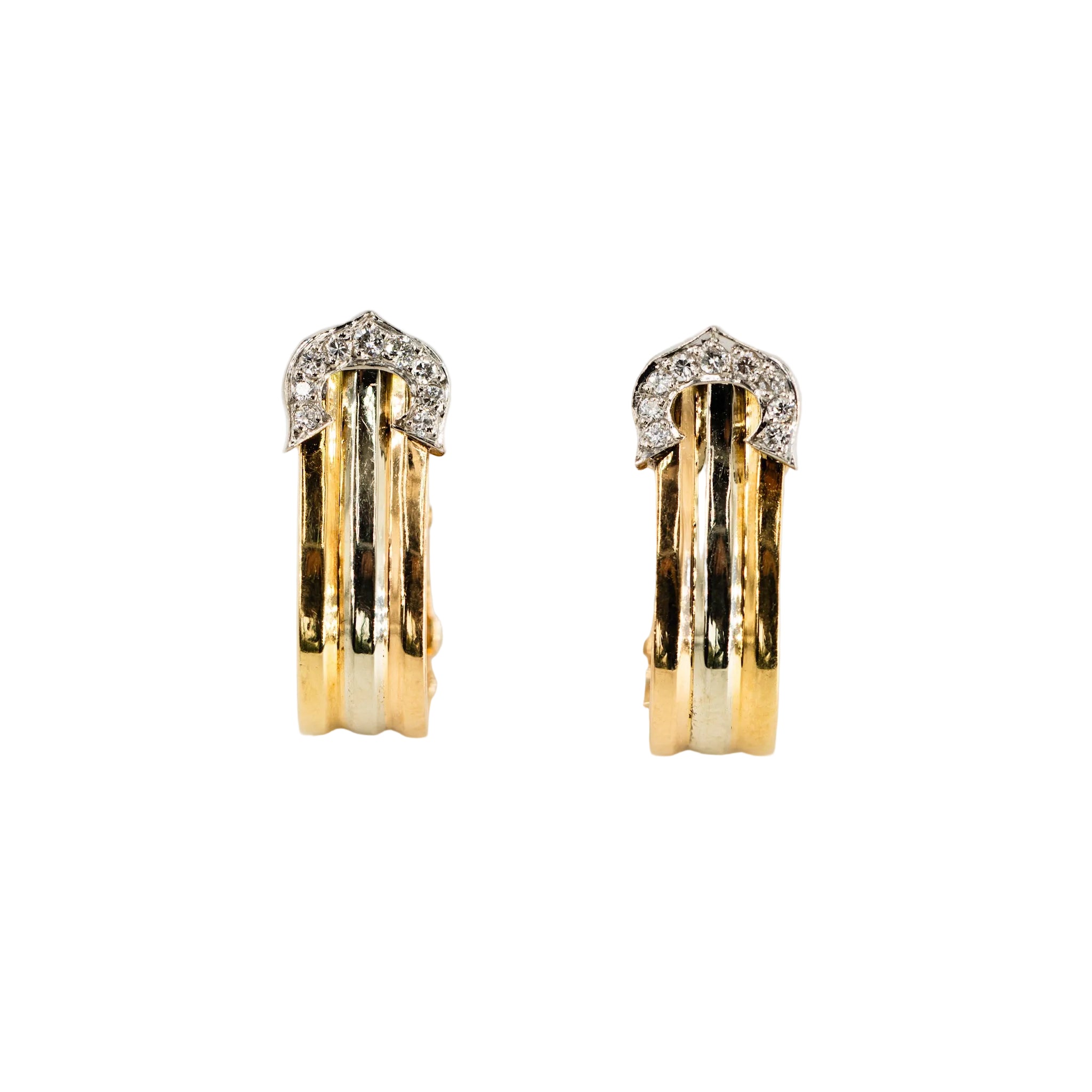 CARTIER "C de Cartier" Clip Earrings in white gold, yellow gold, and rose gold
