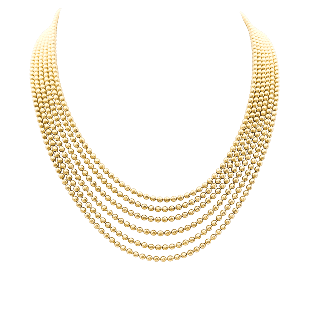 Collier Cartier, "Draperie", 6 rangs, or jaune.