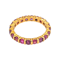 Bague Alliance en or jaune et rubis