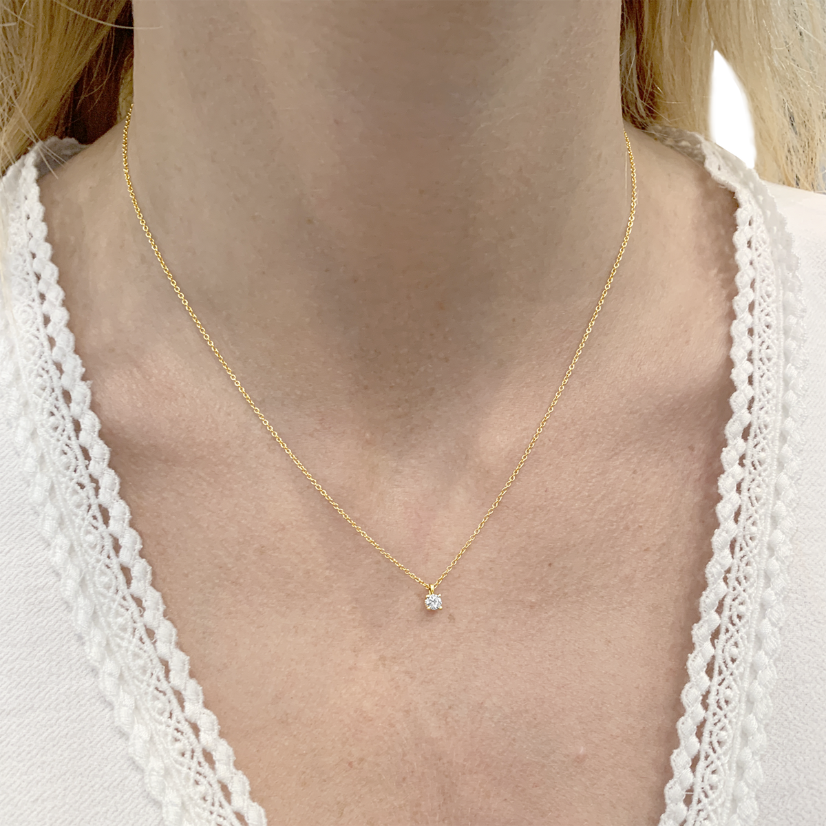 TIFFANY & CO "Tiffany Solitaire" Pendant Necklace in Rose Gold with Diamonds