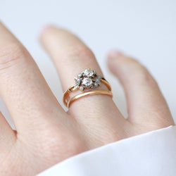 Bague Toi & Moi en or jaune, platine et diamants