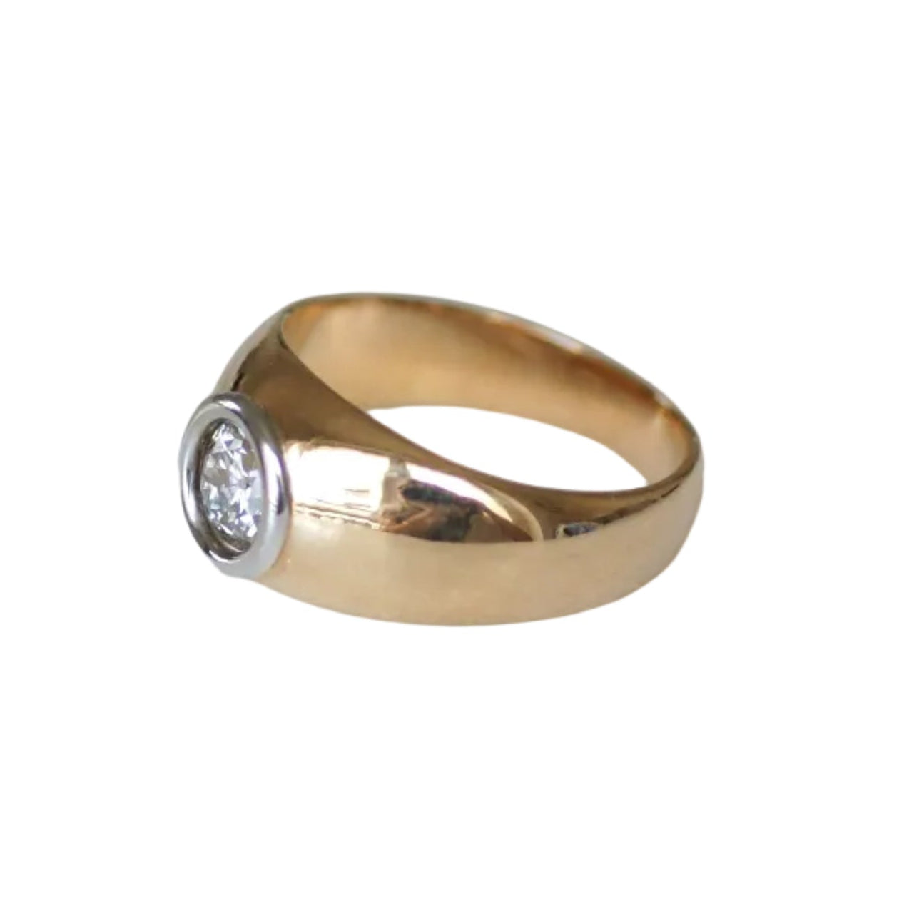 Bangle ring in yellow gold, white gold and diamonds