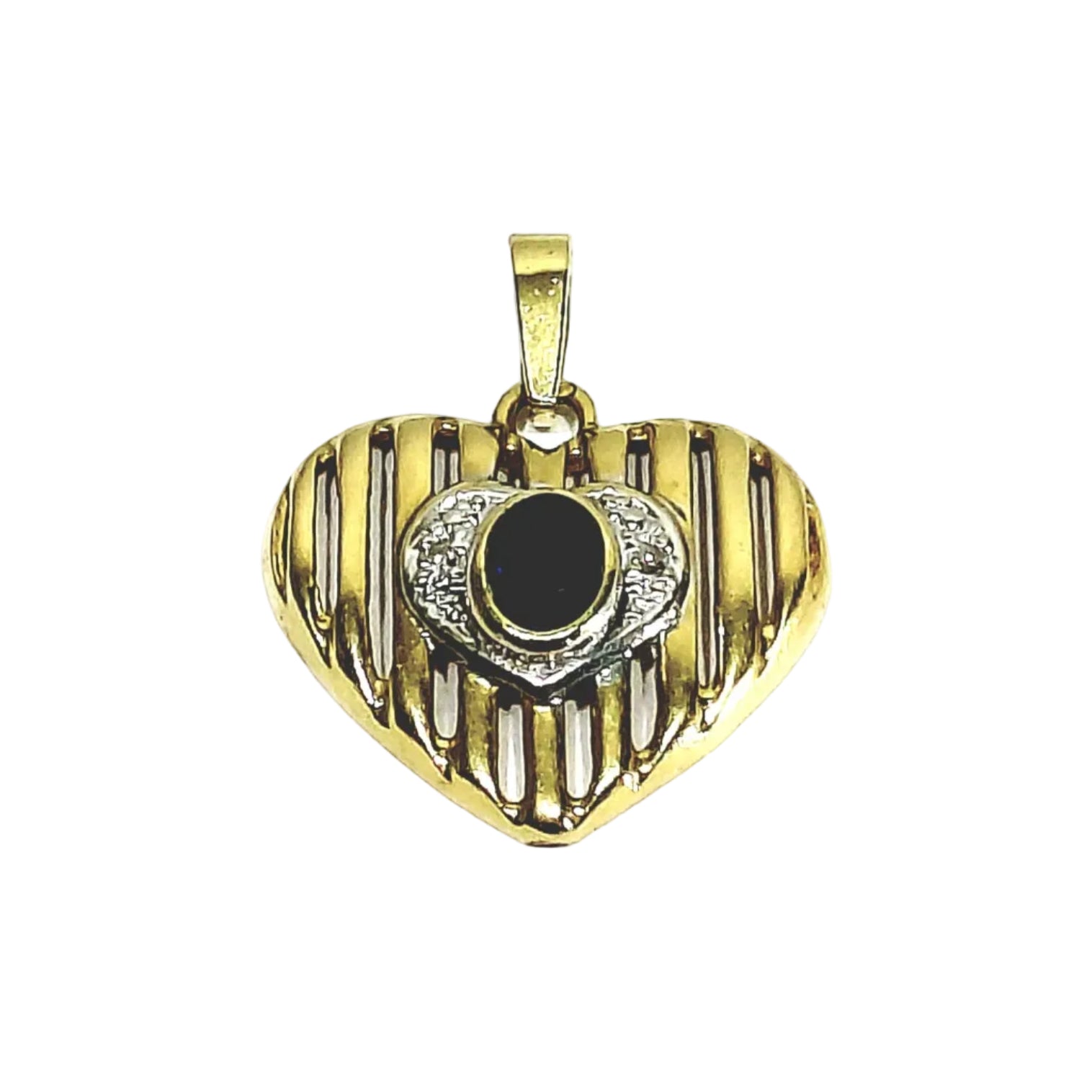 Gold heart pendant with Diamonds and Sapphire