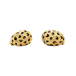 Boucles d'oreilles Fred Paris, "Léopard", or jaune et émail.
