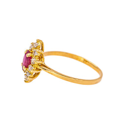 Marquise Ring in Yellow gold with Rubies