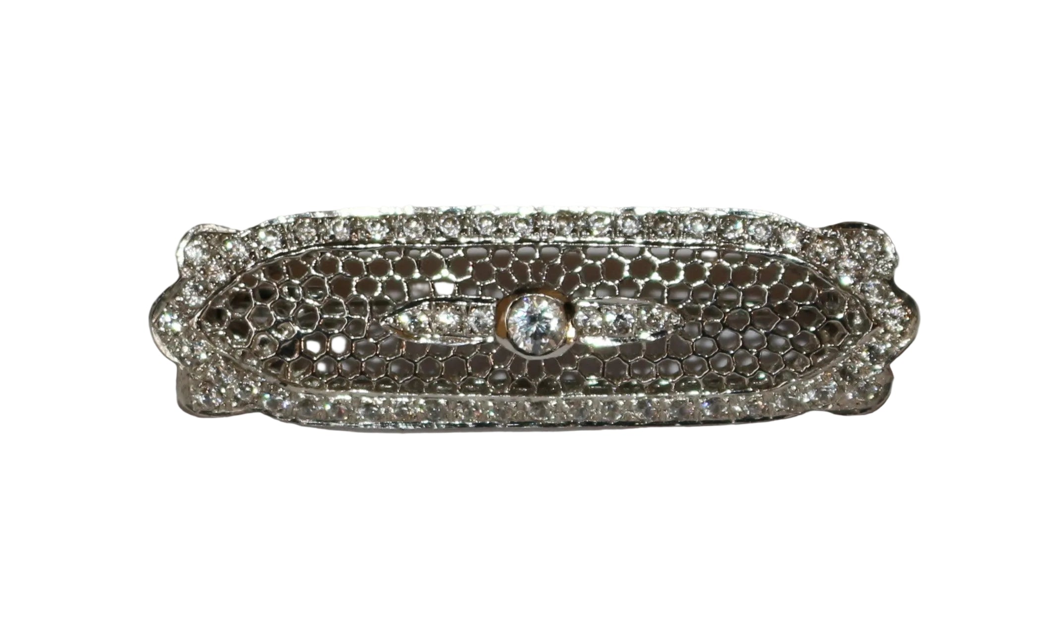 Broche Barrette en or blanc et diamants