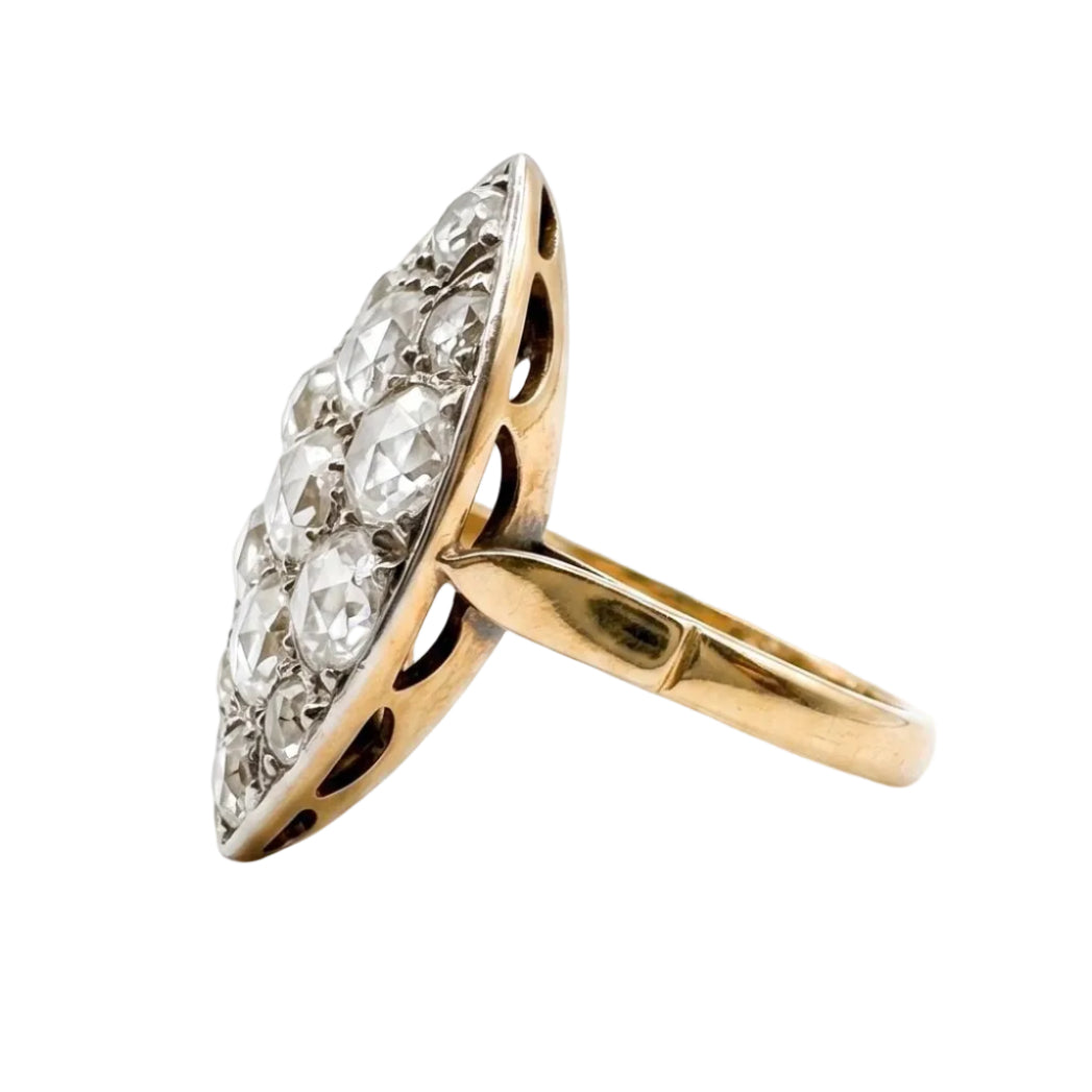 18K Gold and Platinum Marquise Ring with Diamonds (Approx. 3 Carats) (Size 54)