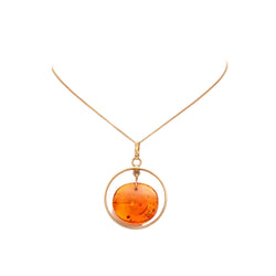 Yellow Gold and Amber Pendant Necklace