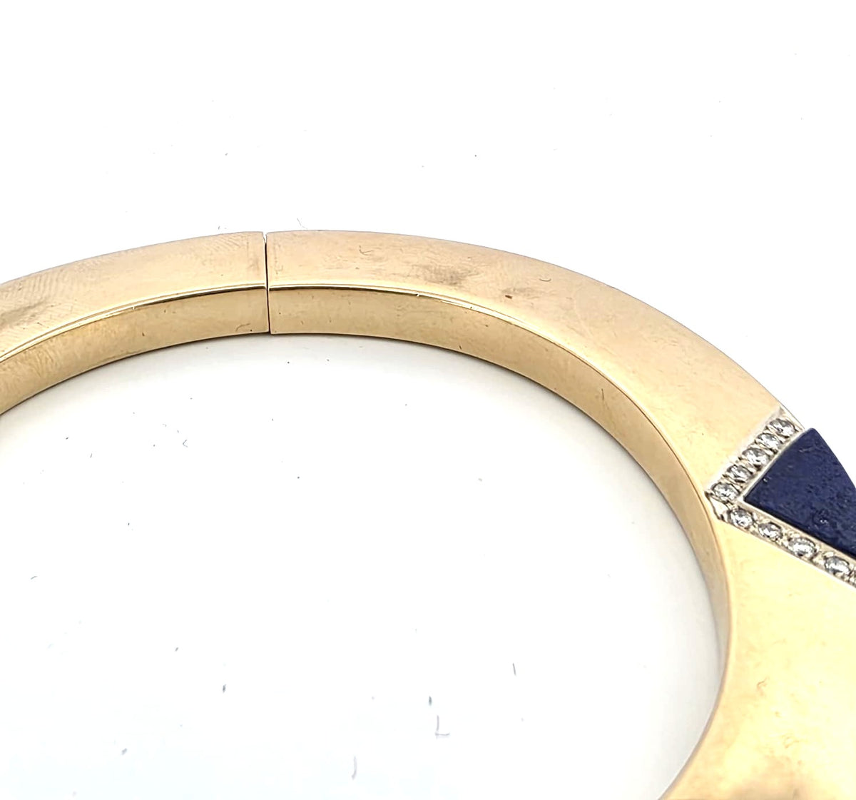 Yellow Gold Bangle Bracelet with Lapis lazuli and Diamonds