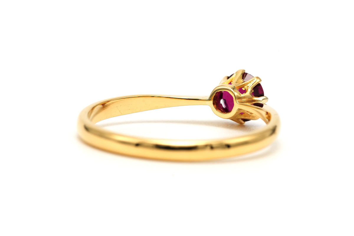 Yellow Gold and Garnet Solitaire Ring