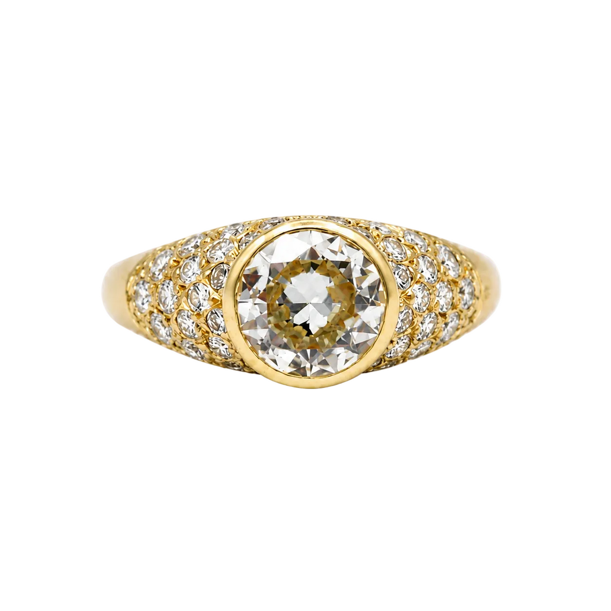 Yellow Gold and Diamond Bangle Ring