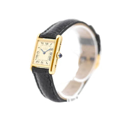 Montre CARTIER Tank Must PM en vermeil et cuir
