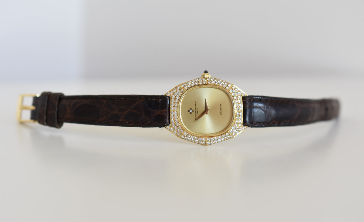 VACHERON CONSTANTIN Watch for CHAUMET in yellow gold, leather, and diamonds