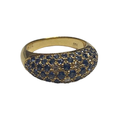 POIRAY Bangle Ring in yellow gold, sapphires, and diamonds