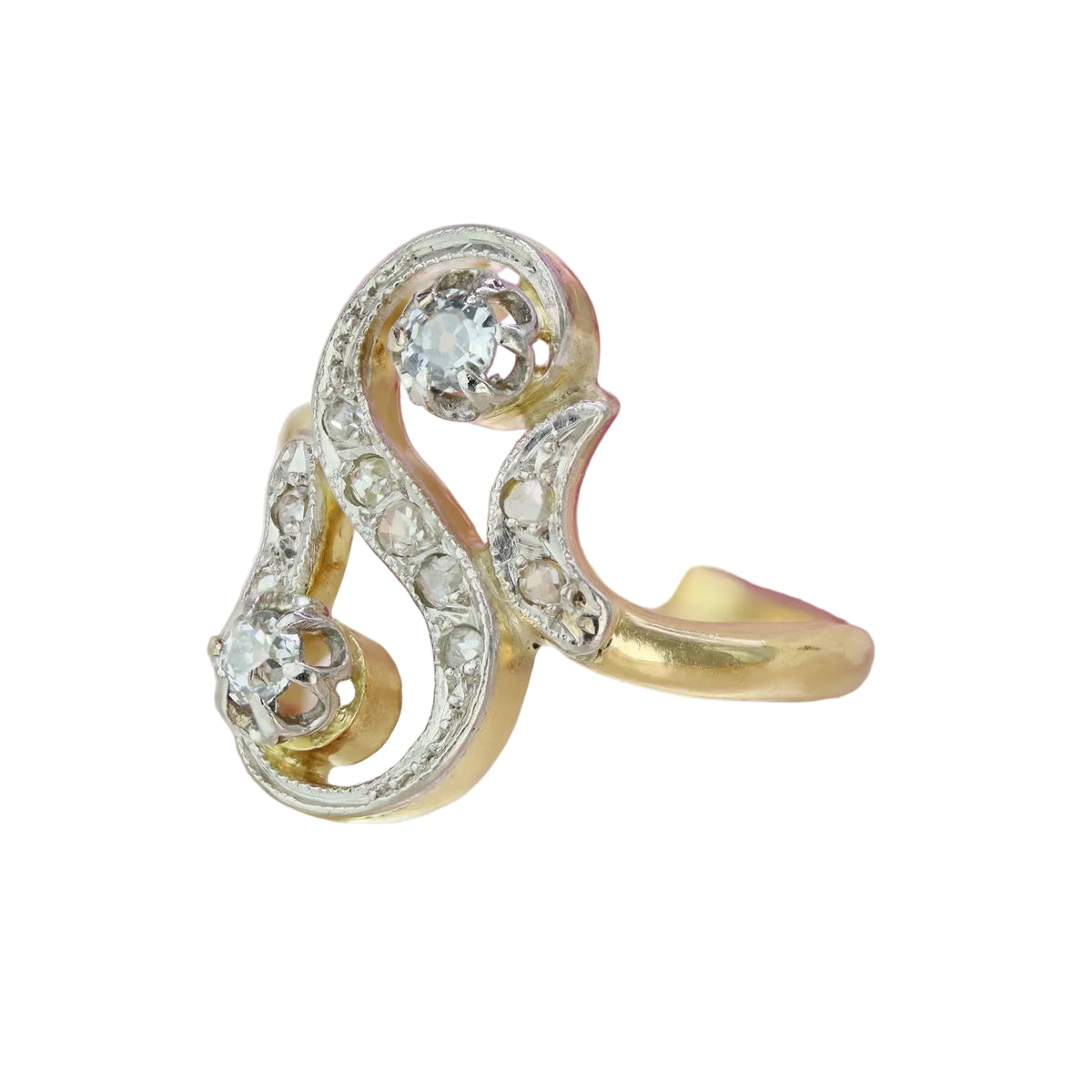 Yellow gold, Platinum, and Diamond ring
