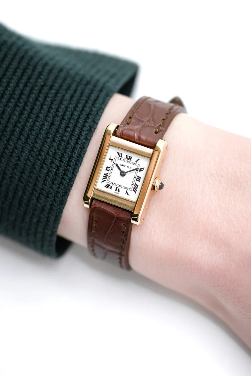 Montre CARTIER Tank en or jaune et cuir