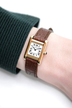 Montre CARTIER Tank en or jaune et cuir