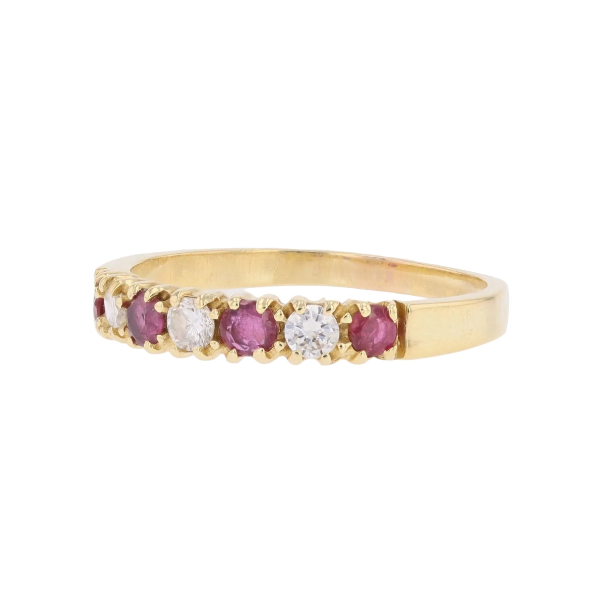 Yellow Gold Wedding Band with Rubies and Diamonds