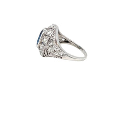 Belle Époque Certified 2.44 Carat Unheated Sapphire Diamond Gold Ring - Castafiore