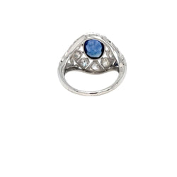 Belle Époque Certified 2.44 Carat Unheated Sapphire Diamond Gold Ring - Castafiore