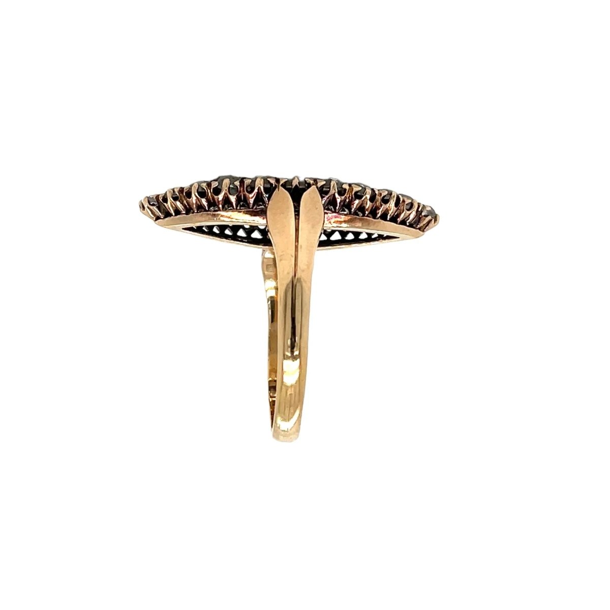 Belle Epoque Diamond Gold and Silver Shuttle Ring - Castafiore