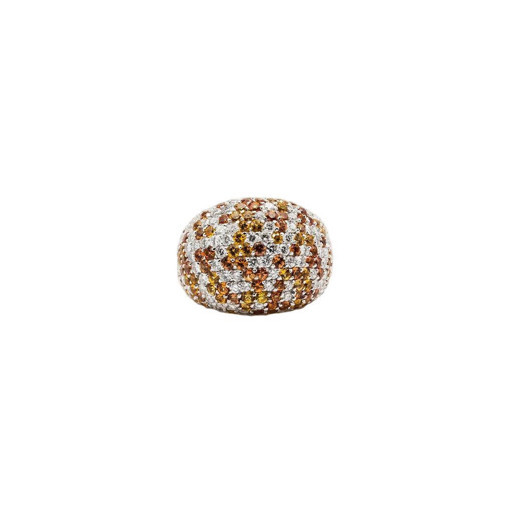 Bague Dôme en or blanc, saphirs jaunes et diamants