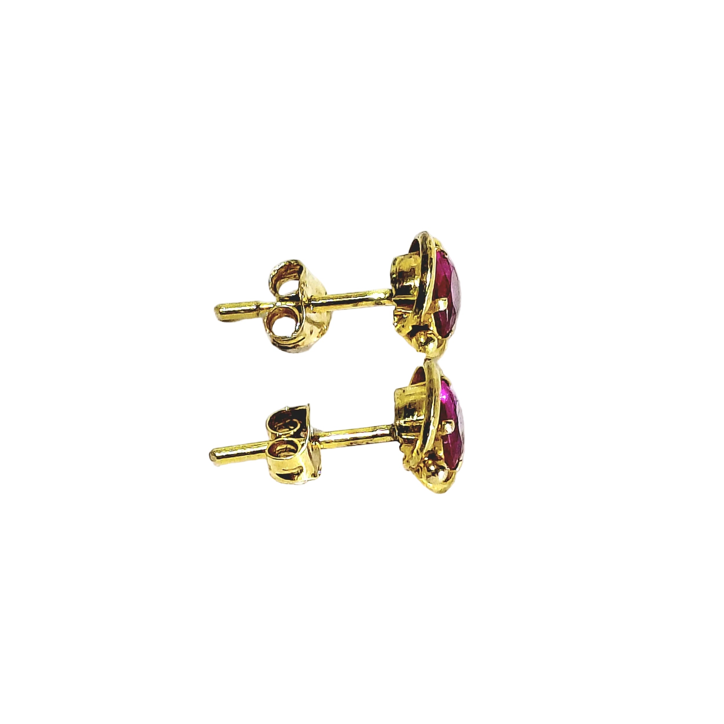 Yellow Gold and Ruby Stud Earrings