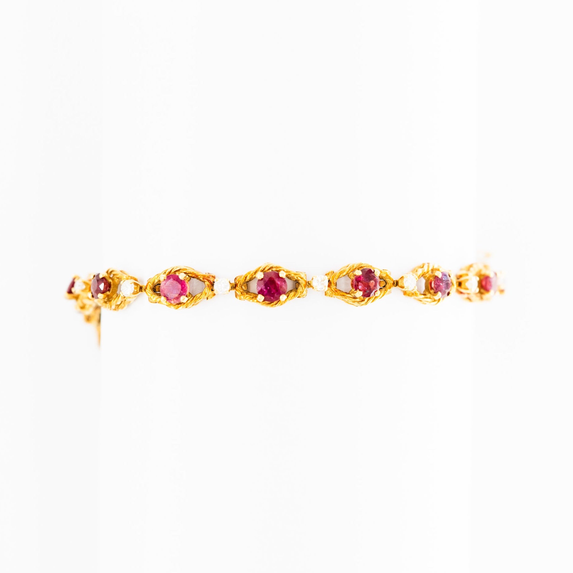Yellow Gold Link Bracelet with Rubies and Diamonds