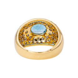 Bague Dôme Or jaune Topaze bleu