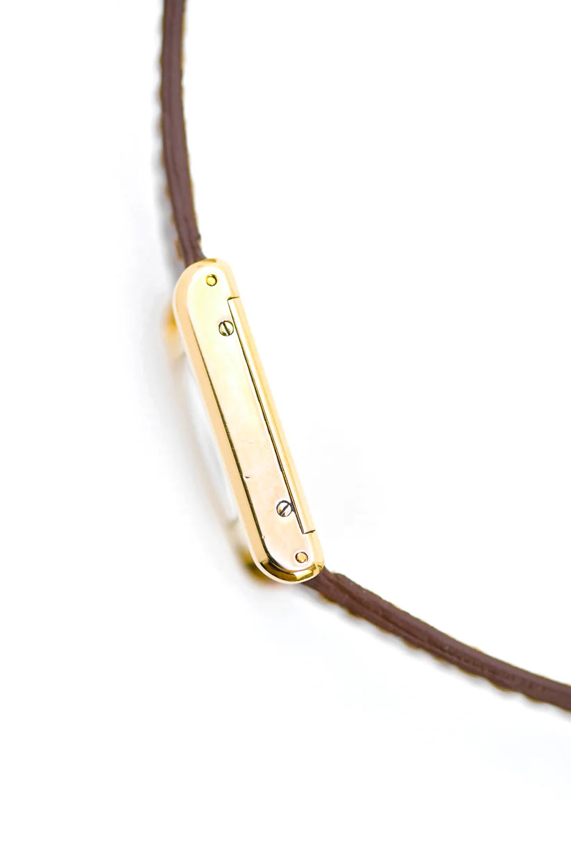CARTIER "Tank" Watch in Yellow Gold and Leather