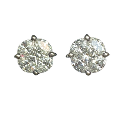 Boucles d'oreilles Puces en or blanc et diamants