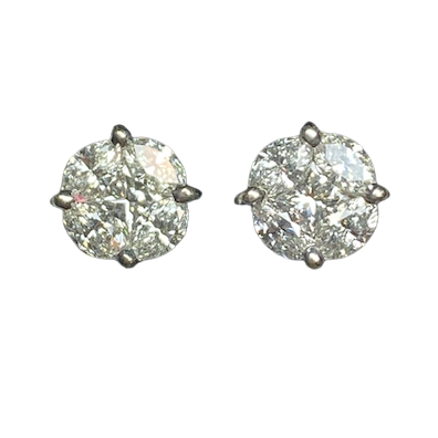 Boucles d'oreilles Puces en or blanc et diamants