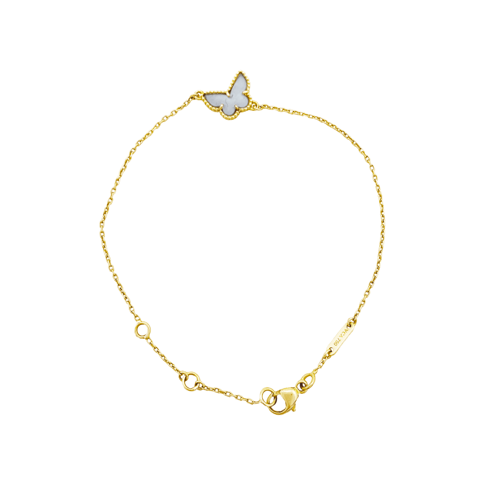 Bracelet Van Cleef & Arpels, "Sweet Alhambra" papillon, or jaune et nacre.
