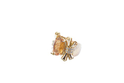 Cocktail Ring in Yellow Gold, Citrine, and Diamonds