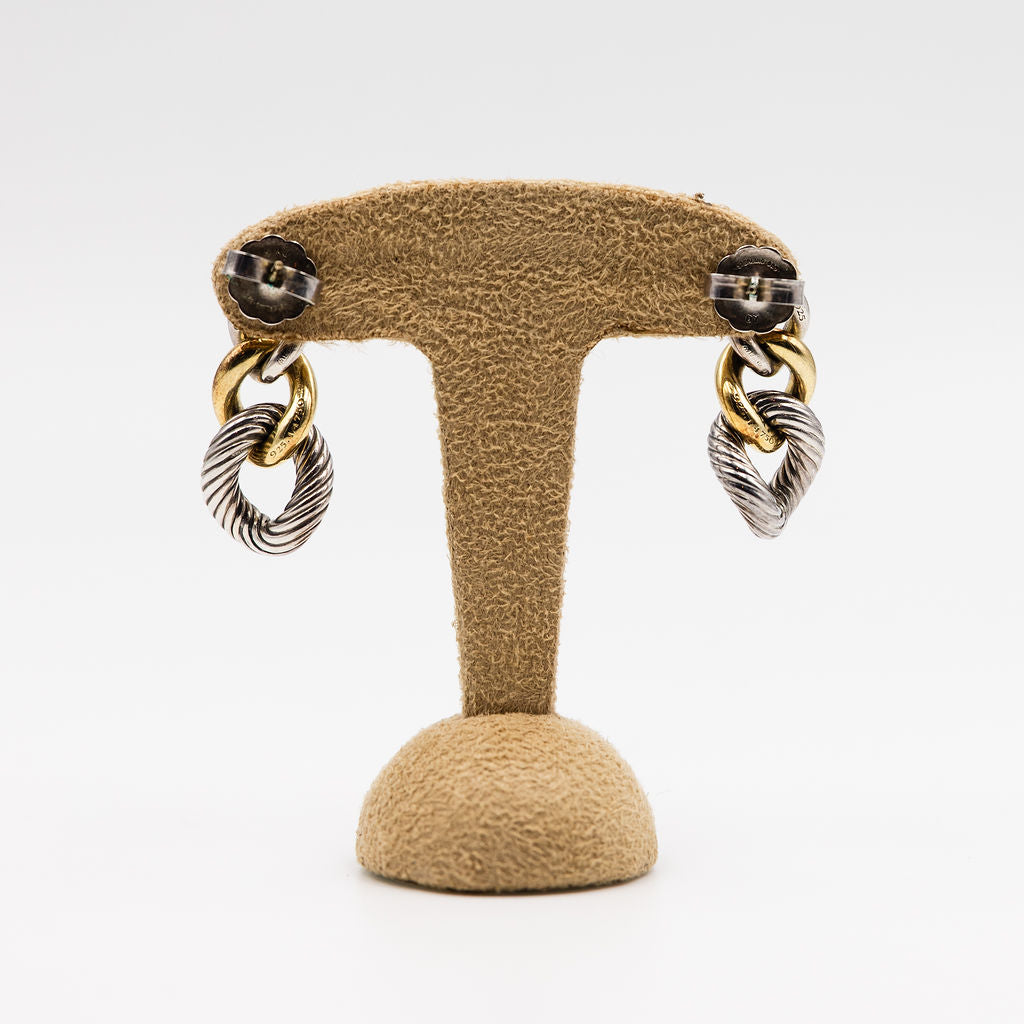 DAVID YURMAN dangling earrings in yellow gold and silver