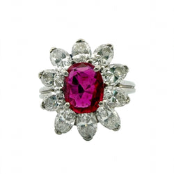 Marguerite Ring in Platinum, Ruby, and Diamonds