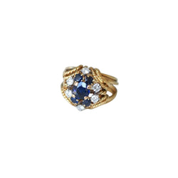 Boucheron Bague Cocktail Saphir Diamant Or Jaune - Castafiore